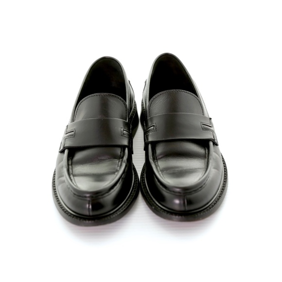 Tiffany & Co. Black Leather Block Heel Slip On Flat Loafers Womens 6M/36 EU Rare - Picture 2 of 8